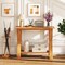 Teak Wood Natural Console Table with Storage Shelf, Waterproof Surface and Sturdy Design